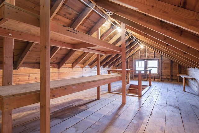 view of unfinished attic