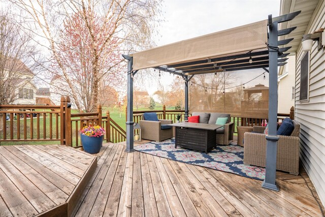 748 76th St, West Des Moines, IA 50266 - deck with a pergola and an outdoor living space
