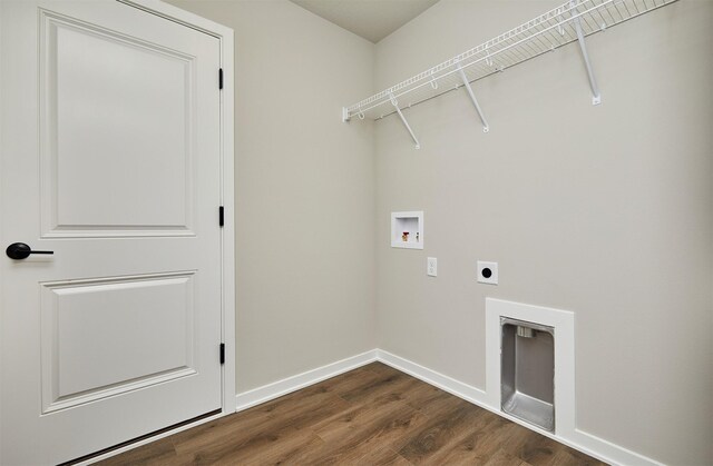 635 NW Compass Ave, Waukee, IA 50263 - laundry area featuring washer hookup, hookup for an electric dryer, and dark wood-style flooring