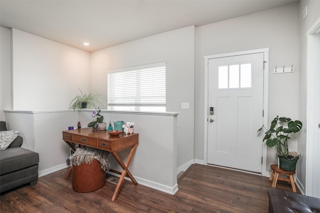 2802 SW Prairie Trail Pkwy, Ankeny, IA 50023 - foyer entrance with baseboards, wood finished floors, and recessed lighting