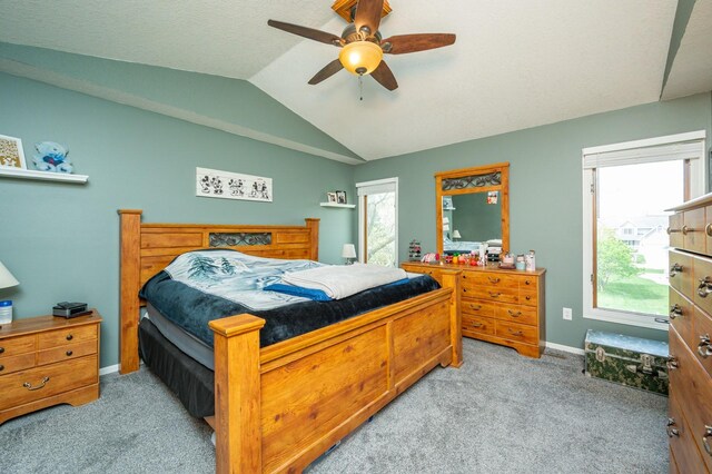 914 NE 9th St, Ankeny, IA 50021 - bedroom featuring vaulted ceiling, a ceiling fan, carpet floors, and baseboards