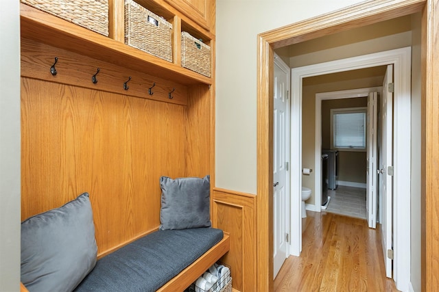 mudroom featuring light wood-style flooring