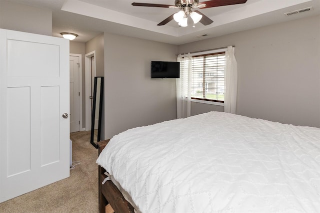 2884 Park Pl, Norwalk, IA 50211 - bedroom with carpet floors, a tray ceiling, and a ceiling fan