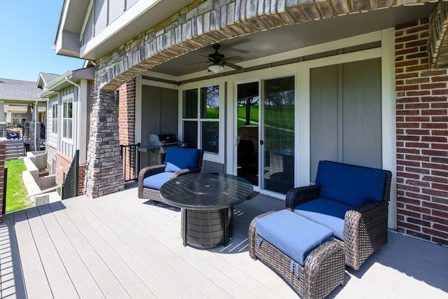 1616 Park Ave, Des Moines, IA 50315 - deck with ceiling fan and a grill