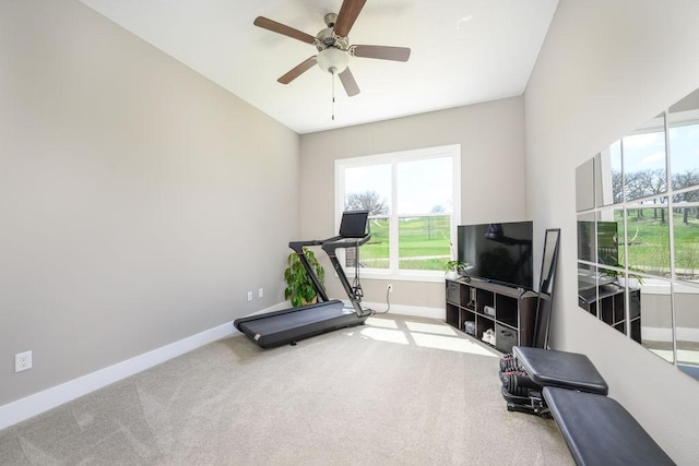 1616 Park Ave, Des Moines, IA 50315 - workout room with carpet flooring and ceiling fan