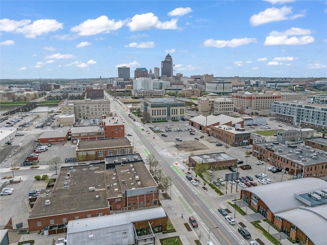 drone / aerial view with a city view