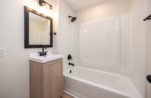 full bath featuring shower / washtub combination and vanity