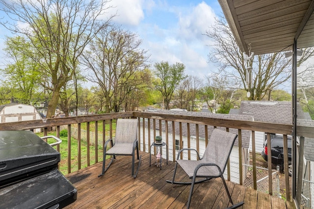 deck with a grill