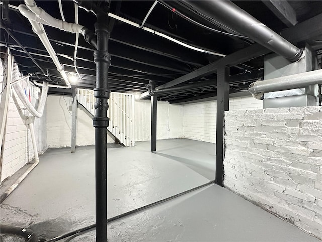 view of unfinished basement