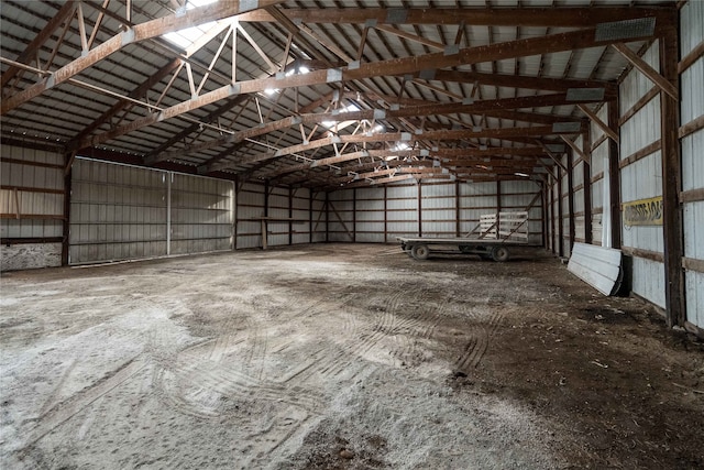 garage with metal wall
