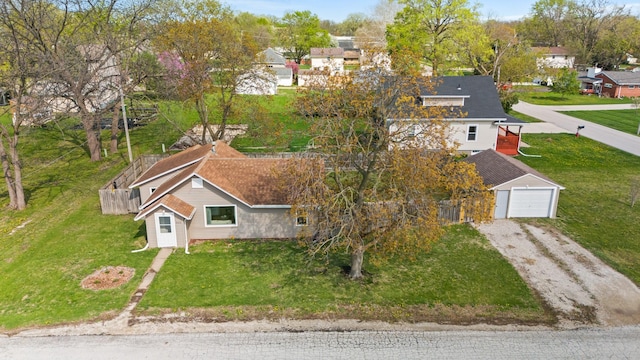 aerial view with a residential view