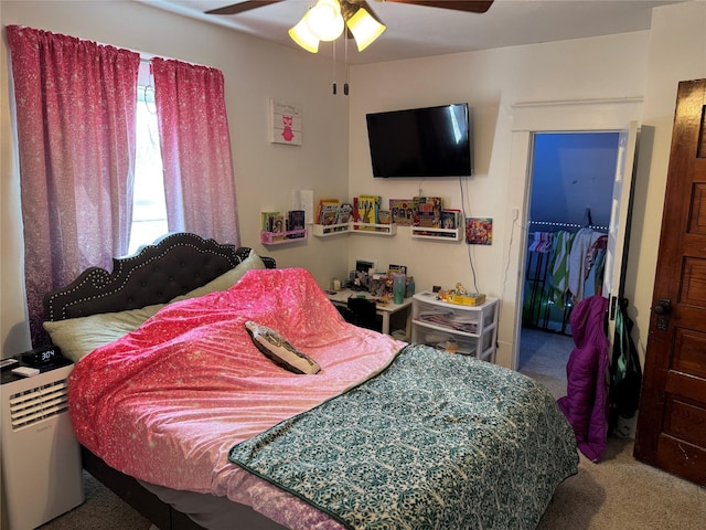 bedroom with carpet and ceiling fan