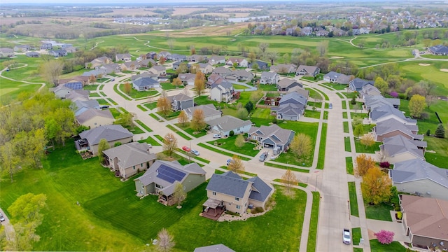 bird's eye view with a residential view and view of golf course