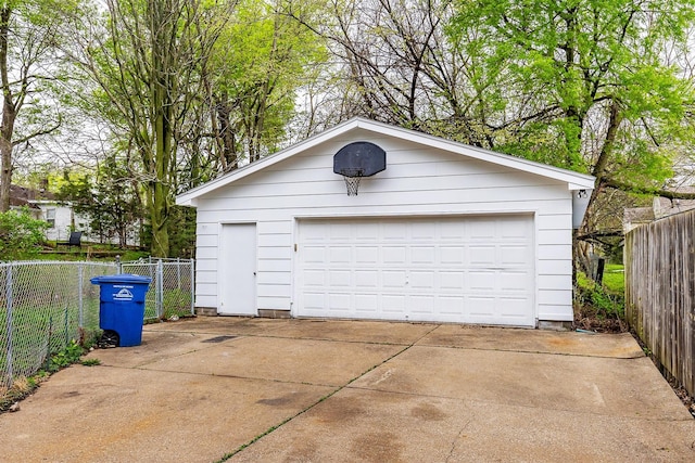 detached garage with fence