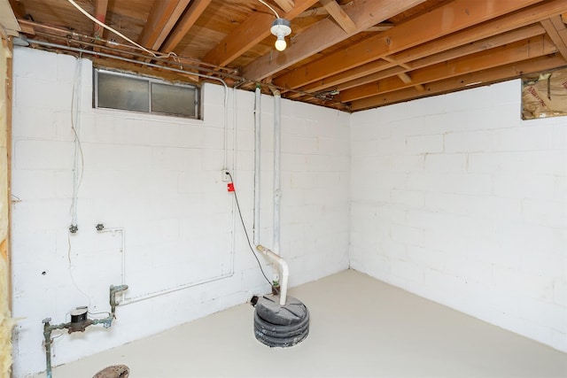 view of unfinished basement