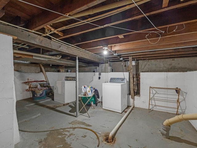 1313 Rose Ave, Des Moines, IA 50315 - unfinished below grade area with washing machine and dryer