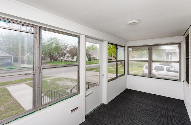 view of unfurnished sunroom