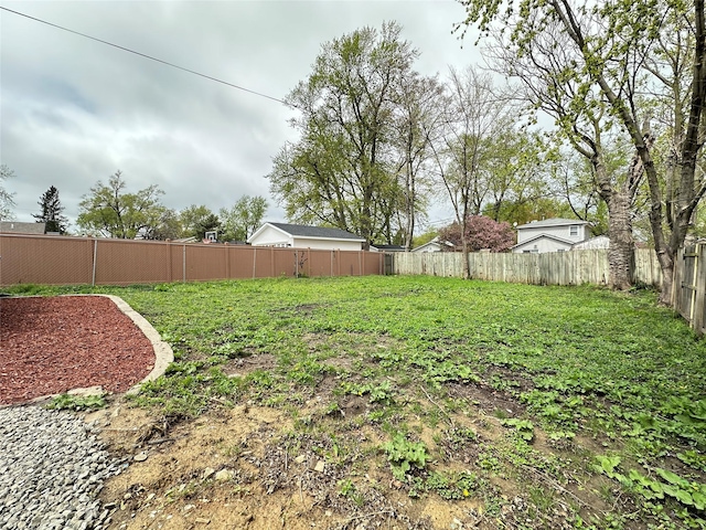 view of yard featuring a fenced backyard