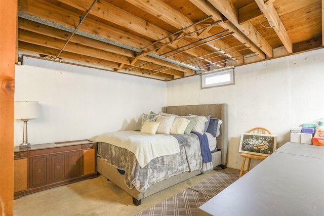 bedroom with concrete floors