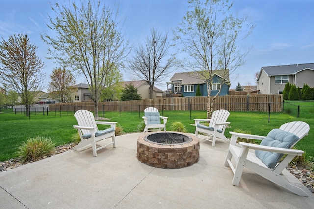 4474 NW 165th St, Clive, IA 50325 - view of patio featuring an outdoor fire pit and a residential view