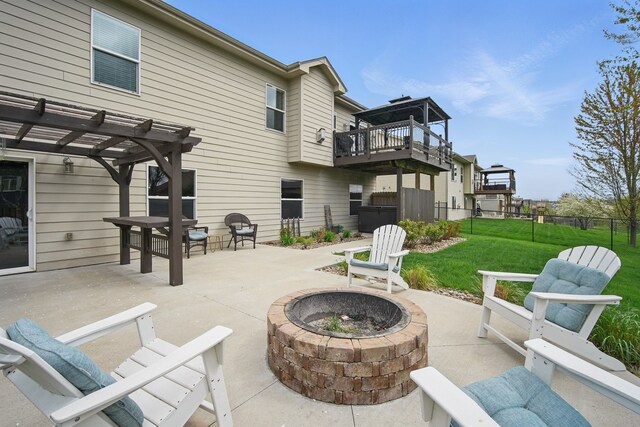 4474 NW 165th St, Clive, IA 50325 - view of patio / terrace with an outdoor fire pit and a pergola