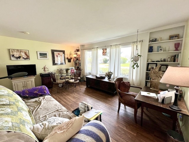 living room with wood finished floors