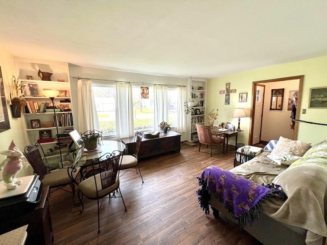 living area with wood finished floors