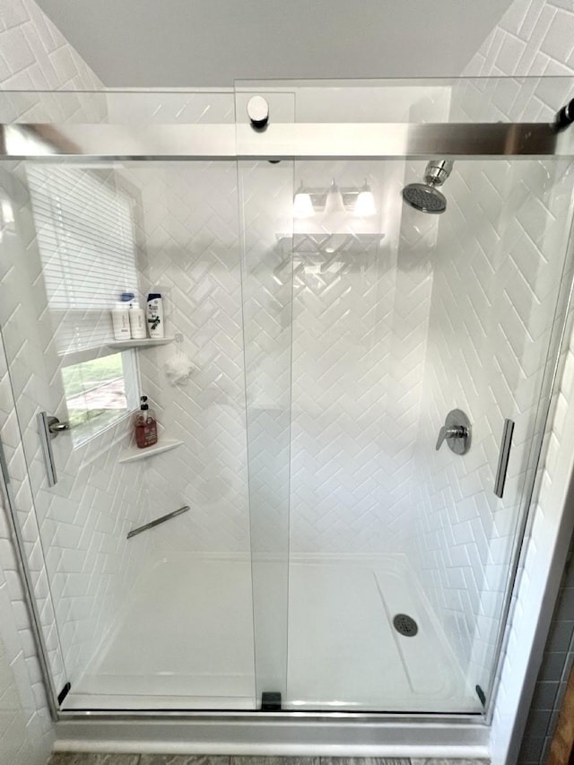 bathroom featuring a shower stall
