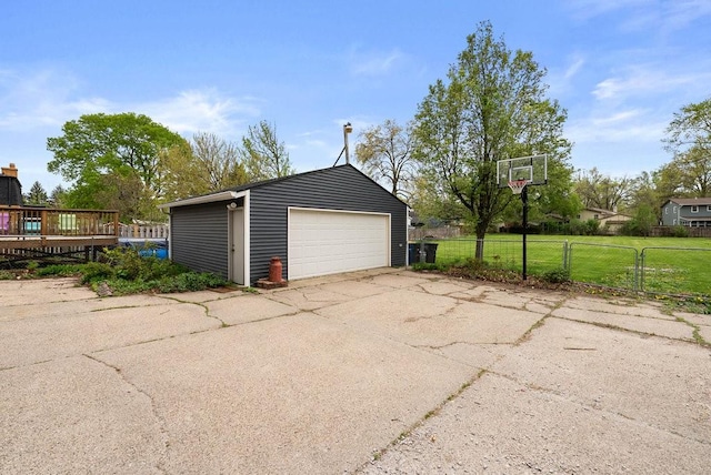 detached garage with fence