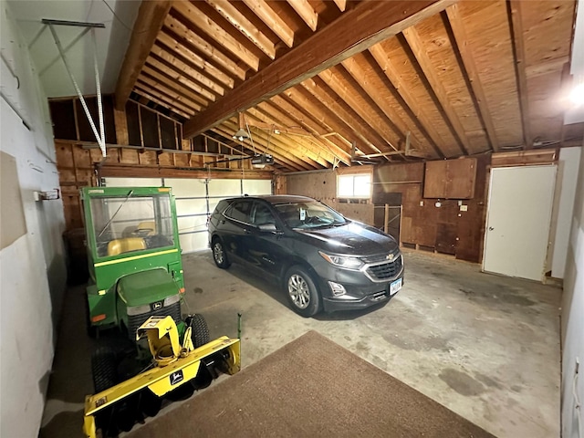 garage with a garage door opener