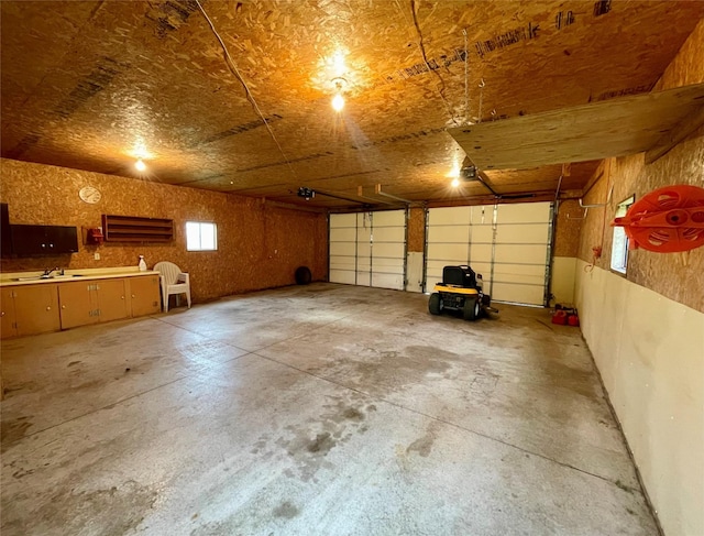 garage with a sink