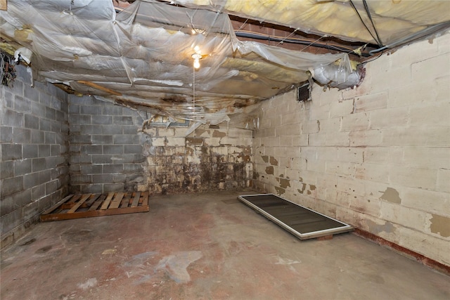 unfinished basement featuring visible vents