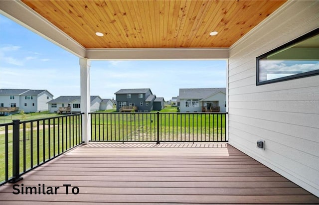 355 NW Red Oak Dr, Waukee, IA 50263 - wooden terrace featuring a yard and a residential view