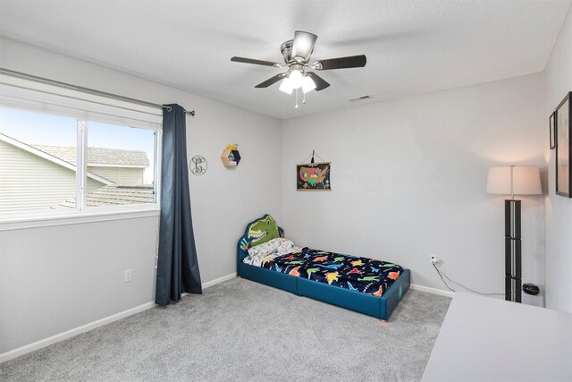 188 Bridgewood Dr, West Des Moines, IA 50266 - bedroom featuring baseboards, ceiling fan, carpet flooring, and visible vents