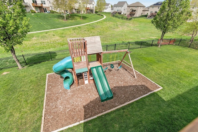 188 Bridgewood Dr, West Des Moines, IA 50266 - view of play area featuring fence, a yard, and a residential view