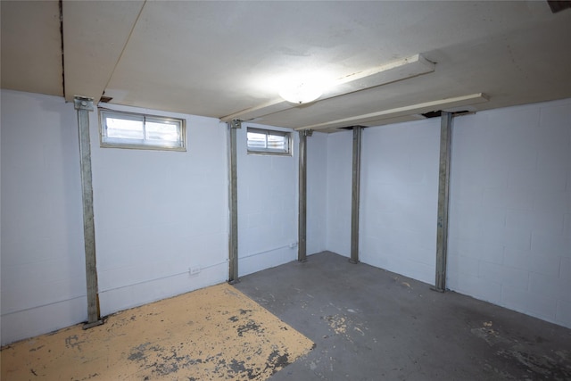 basement featuring concrete block wall