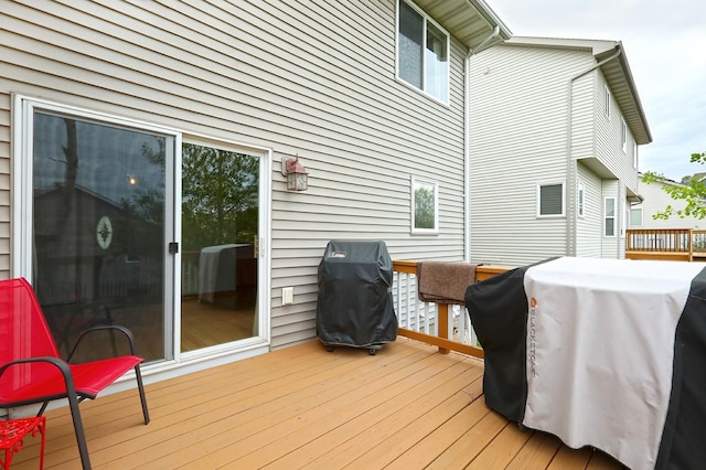 deck featuring grilling area