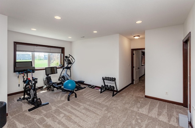 218 34th St SE, Altoona, IA 50009 - workout room with carpet, baseboards, and recessed lighting