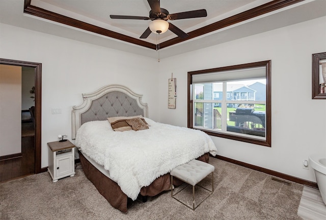 218 34th St SE, Altoona, IA 50009 - bedroom featuring a tray ceiling, baseboards, and light carpet