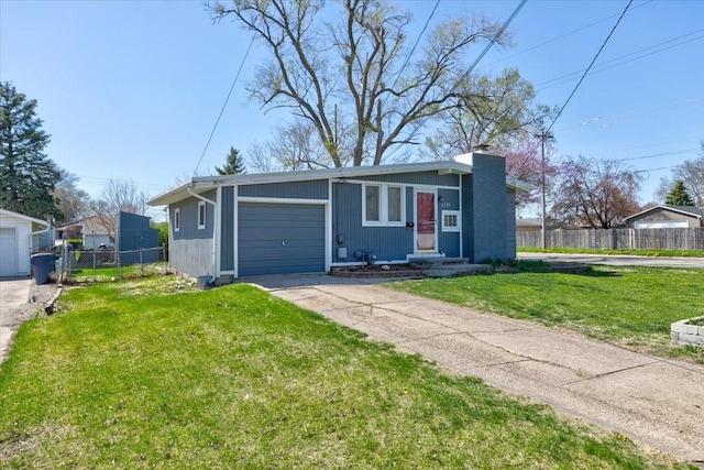 4132 69th St, Urbandale, IA 50322 - mid-century inspired home with driveway, a garage, and a chimney
