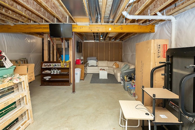 view of unfinished basement