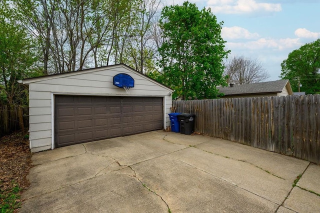 detached garage with fence