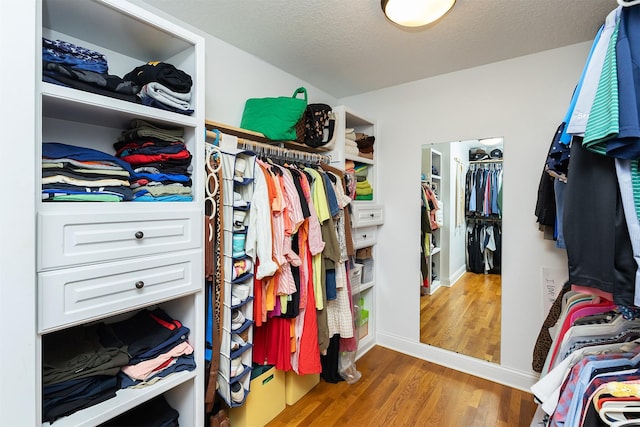 spacious closet with wood finished floors