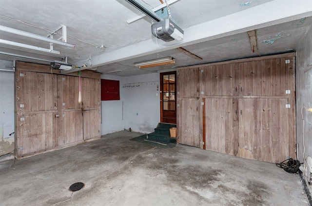 garage with a garage door opener