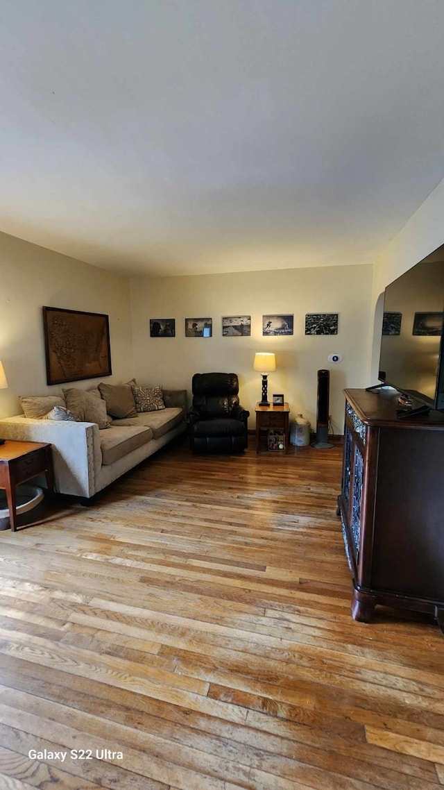 living area with wood-type flooring