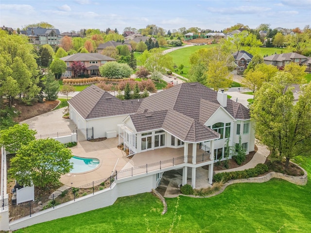 bird's eye view with a residential view