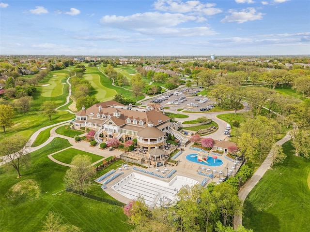 aerial view with view of golf course