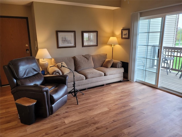 living area featuring wood finished floors