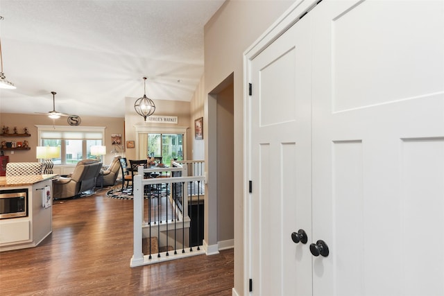 2006 NE 16th St, Ankeny, IA 50021 - hallway with dark wood-style flooring and an upstairs landing