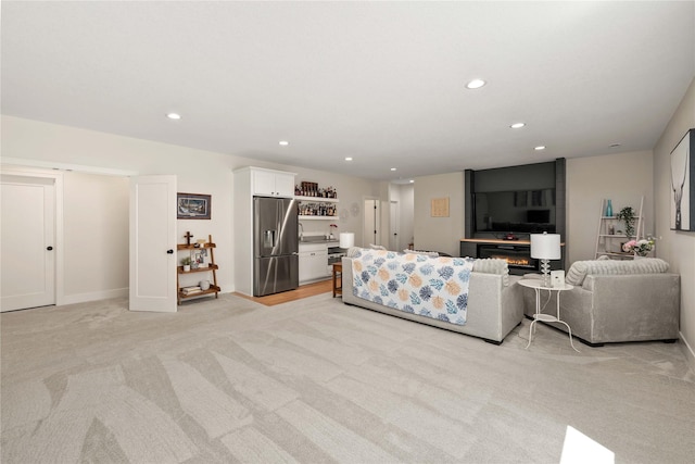 3319 NE 8th St, Ankeny, IA 50021 - living room featuring baseboards, recessed lighting, and light colored carpet